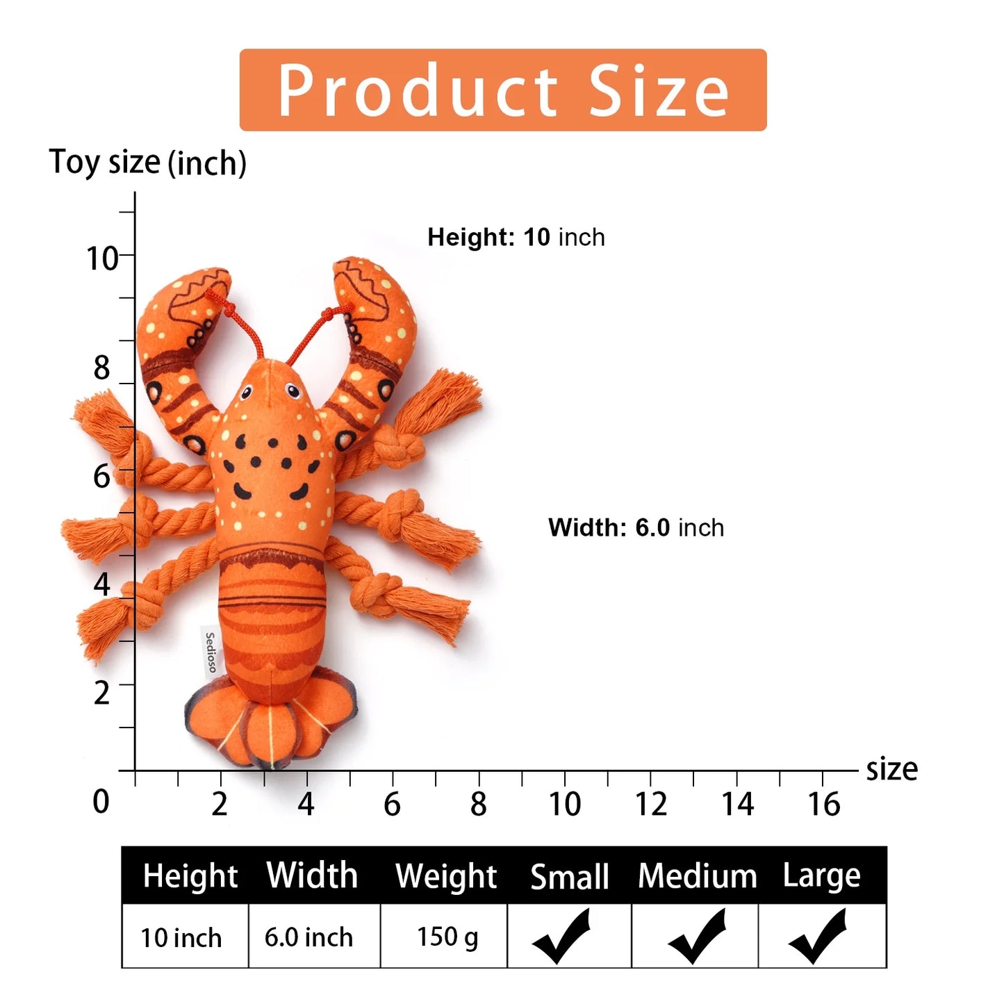 Premium Plush Dog Chew Toy - Squeaky Lobster with Crinkle Paper for Puppies and Dogs of All Sizes