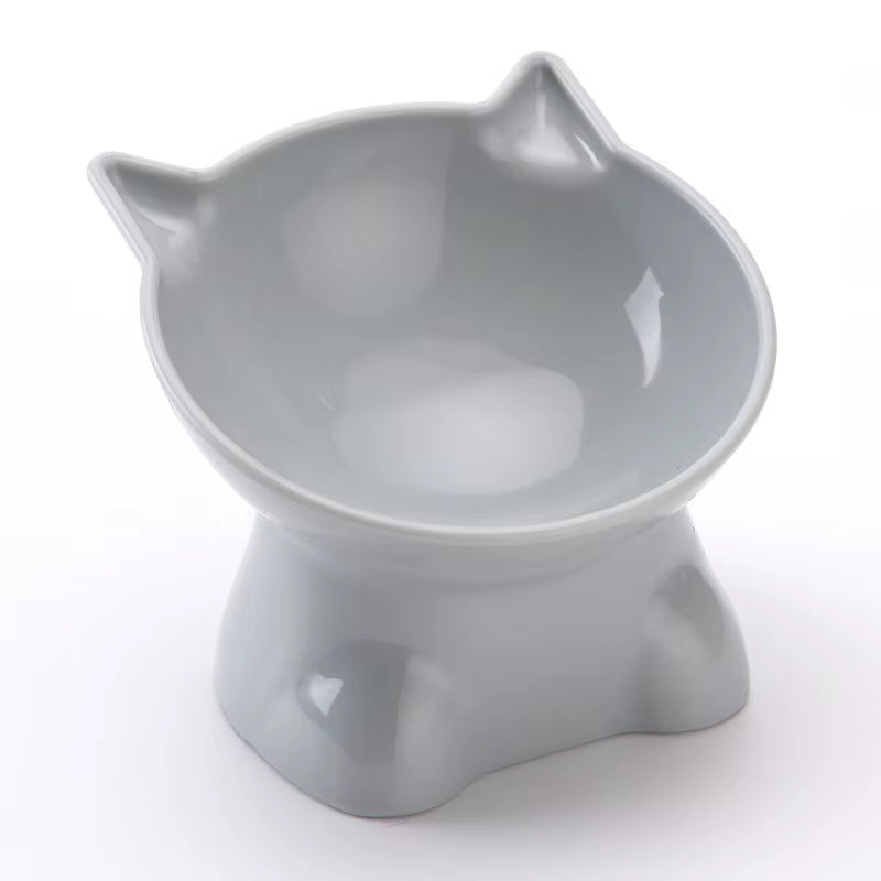 Elevated Cat Bowl - Stylish Tilted Design for Food and Water - Suitable for Cats and Small Dogs - Black Finish