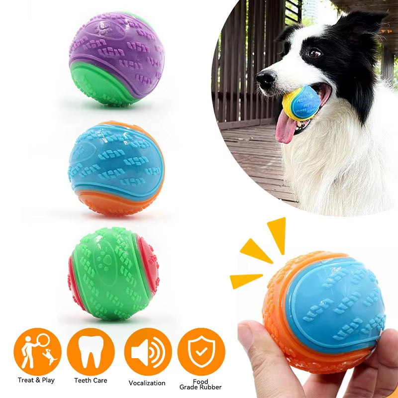 Interactive Soft TPR Dog Toys for Teeth Cleaning and Bite Resistance - Squeaky Ball Toy