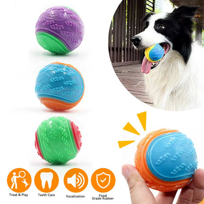 Interactive Soft TPR Dog Toys for Teeth Cleaning and Bite Resistance - Squeaky Ball Toy