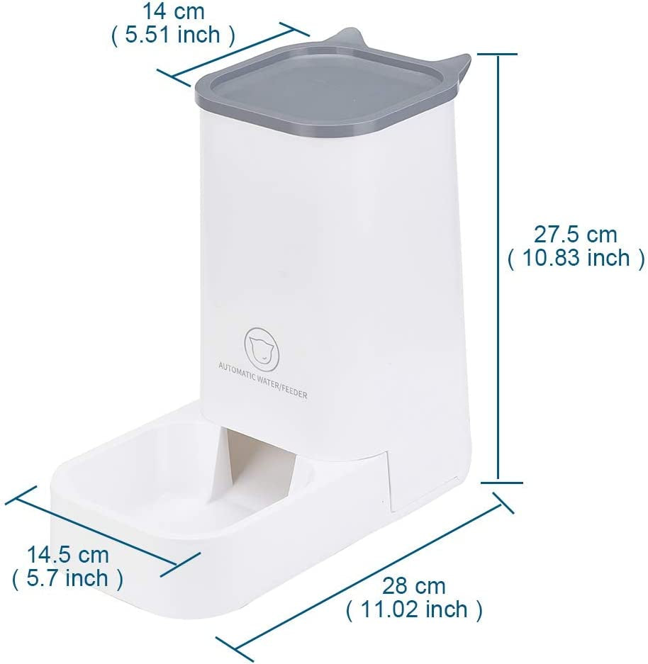 Automatic Pet Feeder and Water Dispenser Set - 1 Gallon Water Capacity and 2.1 Kg Food Capacity, Self-Dispensing, Durable Polypropylene for Cats and Dogs
