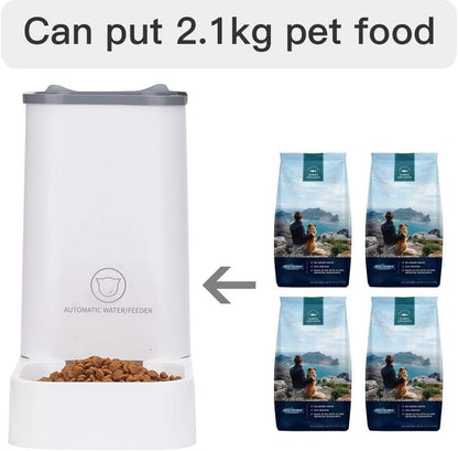 Automatic Pet Feeder and Water Dispenser Set - 1 Gallon Water Capacity and 2.1 Kg Food Capacity, Self-Dispensing, Durable Polypropylene for Cats and Dogs
