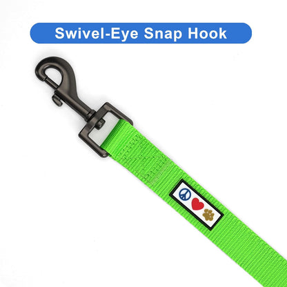 Durable 6 Ft Green Nylon Dog Leash with Custom Name and Phone Embroidery for Medium and Large Breeds