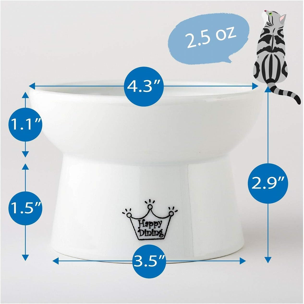 Necoichi Elevated Ceramic Cat Food Bowl – Ergonomic Design for Whisker and Neck Comfort, Dishwasher and Microwave Safe, Non-Slip and Anti-Vomiting (Cupcake, Regular)