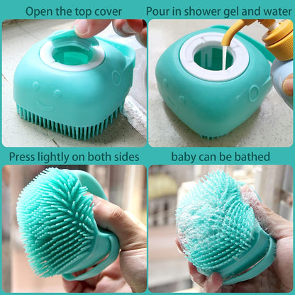 Zelpivo™ 2-in-1 Silicone Pet Bath Brush – Shampoo Dispenser & Grooming Brush