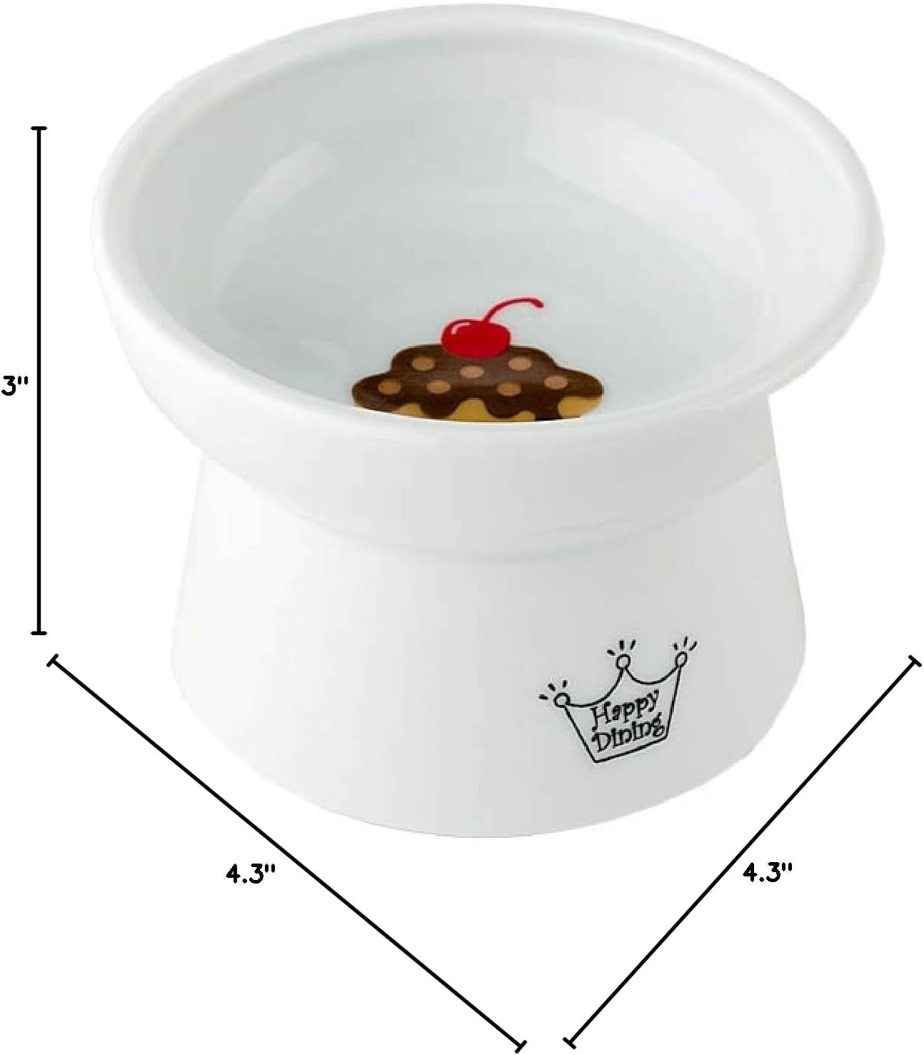 Necoichi Elevated Ceramic Cat Food Bowl – Ergonomic Design for Whisker and Neck Comfort, Dishwasher and Microwave Safe, Non-Slip and Anti-Vomiting (Cupcake, Regular)