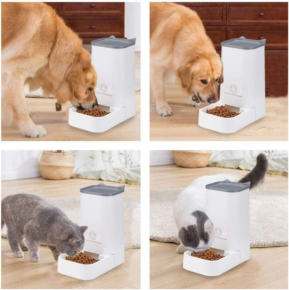 Automatic Pet Feeder and Water Dispenser Set - 1 Gallon Water Capacity and 2.1 Kg Food Capacity, Self-Dispensing, Durable Polypropylene for Cats and Dogs