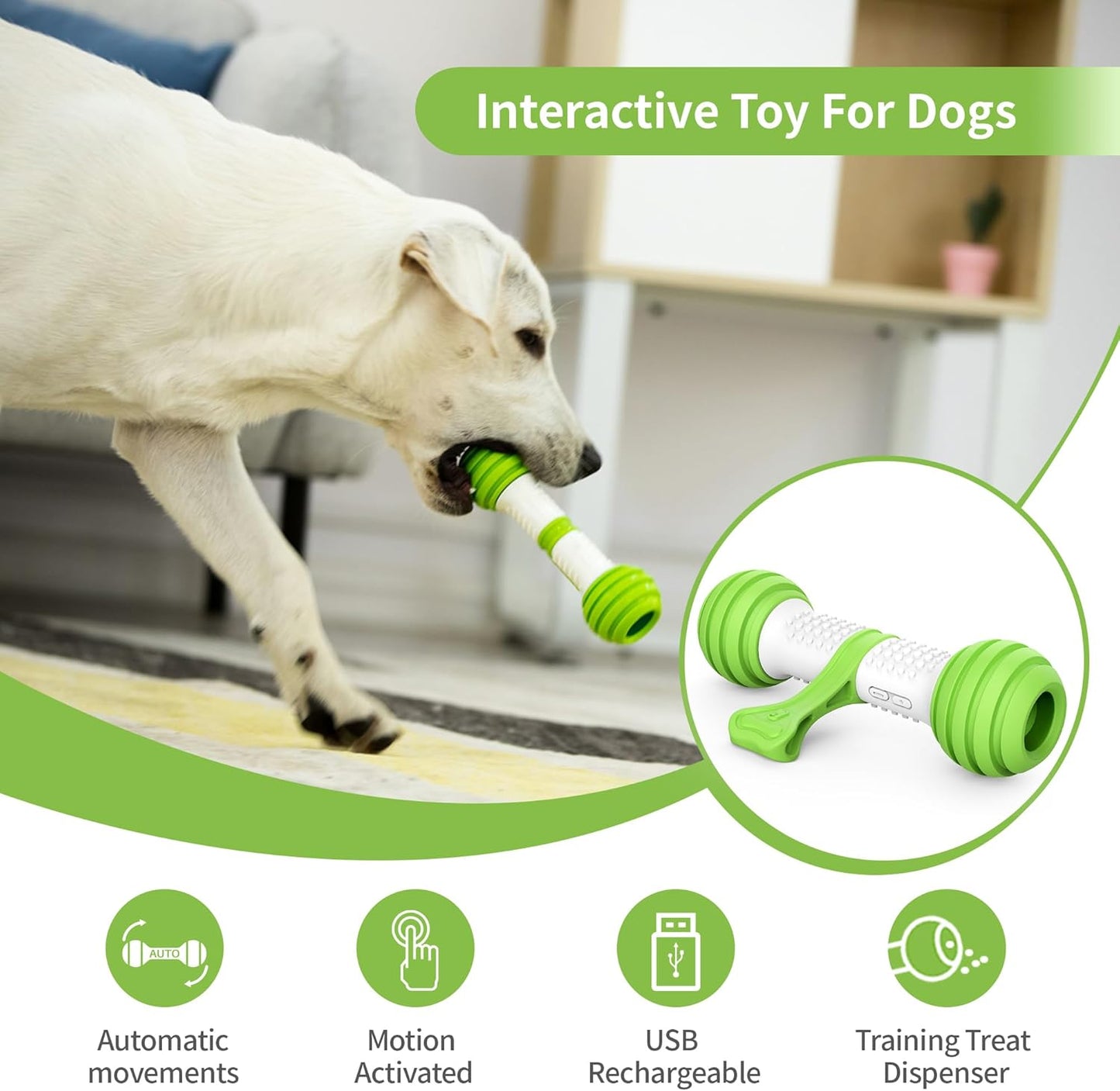 Zelpivo™ Smart Interactive Dog Bone Toy – Motion Activated & USB Rechargeable