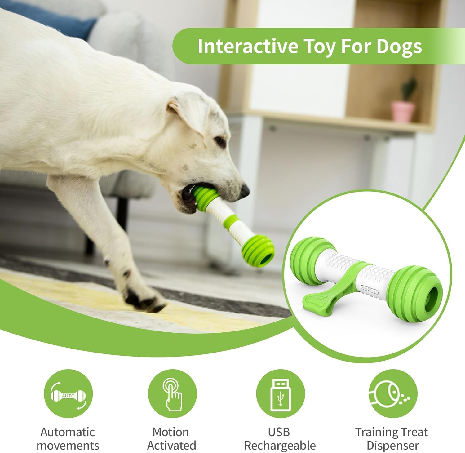 Zelpivo™ Smart Interactive Dog Bone Toy – Motion Activated & USB Rechargeable