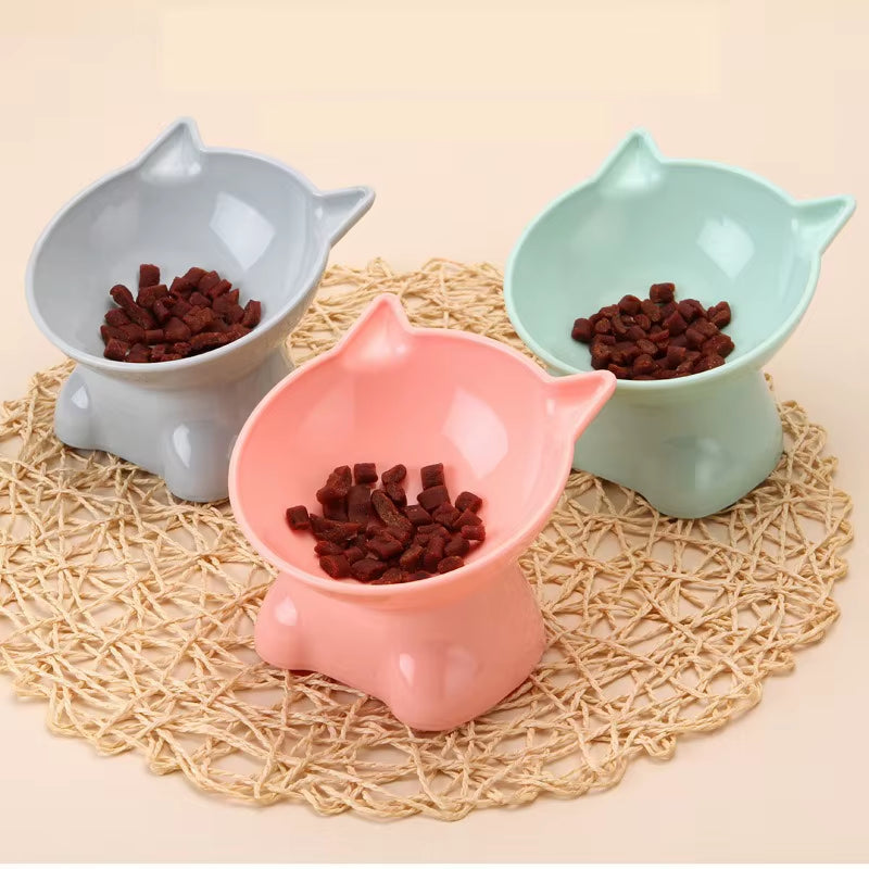Elevated Cat Bowl - Stylish Tilted Design for Food and Water - Suitable for Cats and Small Dogs - Black Finish