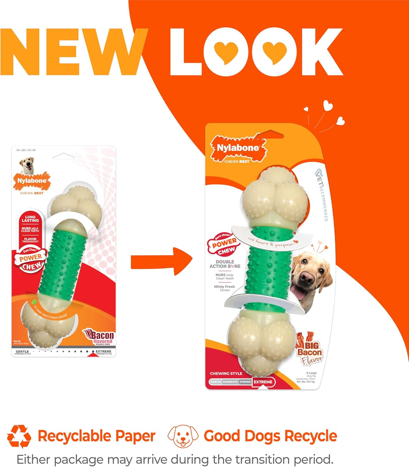 Power Chew Double Action Barbell Bone Dog Chew Toy - X-Large | Durable Chew Toy for Large Breeds 50+ lbs, Features Teeth-Cleaning Textures, Long-Lasting, Reduces Destructive Chewing