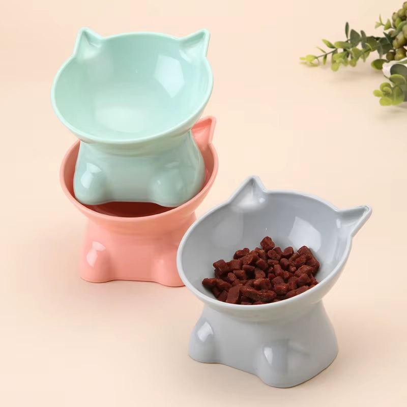 Elevated Cat Bowl - Stylish Tilted Design for Food and Water - Suitable for Cats and Small Dogs - Black Finish