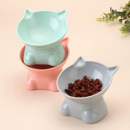 Elevated Cat Bowl - Stylish Tilted Design for Food and Water - Suitable for Cats and Small Dogs - Black Finish