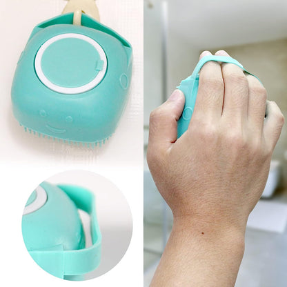 Zelpivo™ 2-in-1 Silicone Pet Bath Brush – Shampoo Dispenser & Grooming Brush