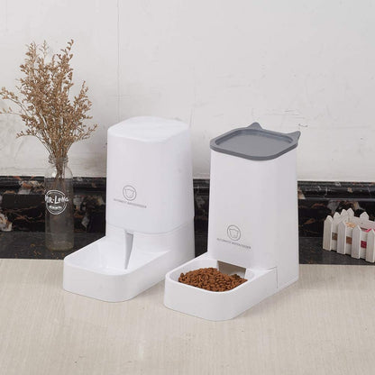 Automatic Pet Feeder and Water Dispenser Set - 1 Gallon Water Capacity and 2.1 Kg Food Capacity, Self-Dispensing, Durable Polypropylene for Cats and Dogs