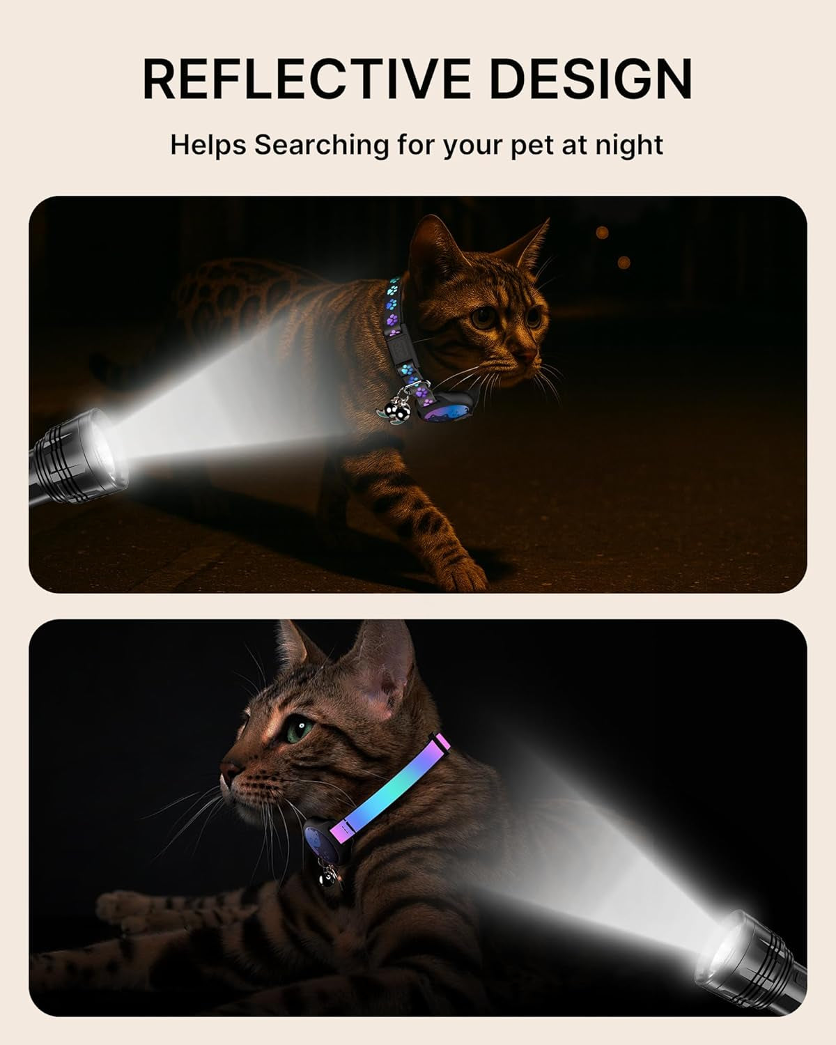 Breakaway Cat Collar with Apple AirTag Holder - 2 Pack, Reflective Waterproof Design with Bell, Adjustable 8-12 Inches, Lightweight and Comfortable Tracker