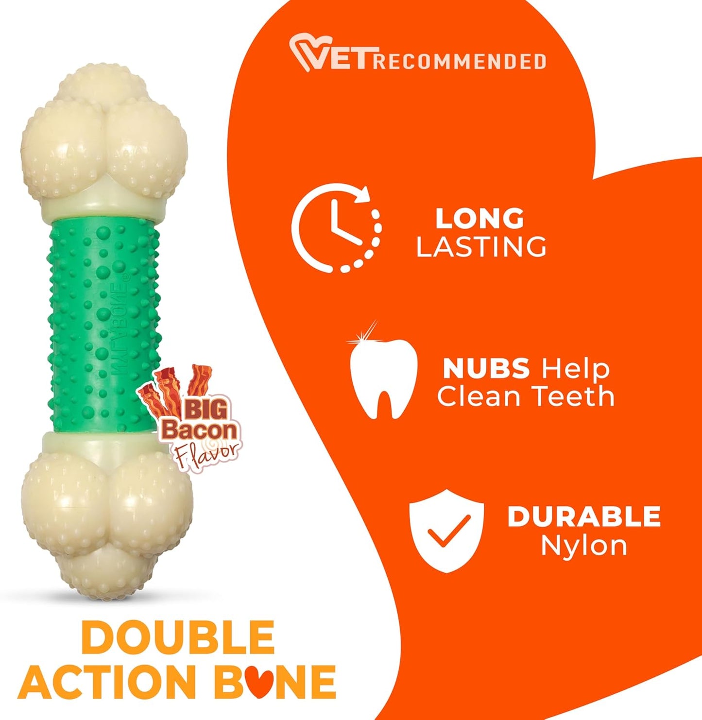 Power Chew Double Action Barbell Bone Dog Chew Toy - X-Large | Durable Chew Toy for Large Breeds 50+ lbs, Features Teeth-Cleaning Textures, Long-Lasting, Reduces Destructive Chewing