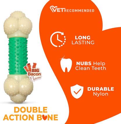 Power Chew Double Action Barbell Bone Dog Chew Toy - X-Large | Durable Chew Toy for Large Breeds 50+ lbs, Features Teeth-Cleaning Textures, Long-Lasting, Reduces Destructive Chewing