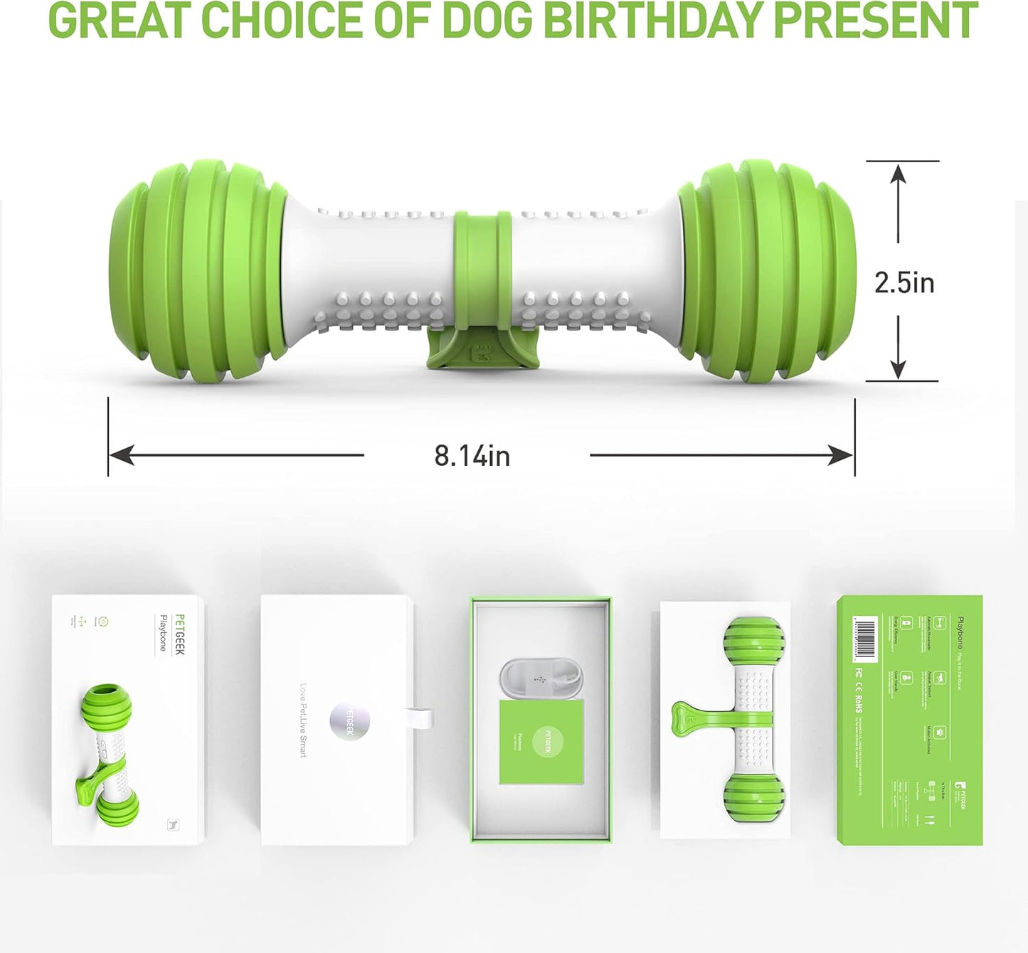 Zelpivo™ Smart Interactive Dog Bone Toy – Motion Activated & USB Rechargeable