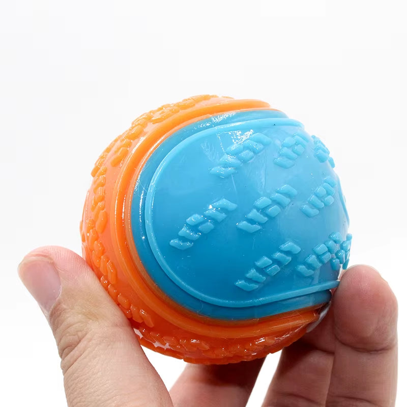 Interactive Soft TPR Dog Toys for Teeth Cleaning and Bite Resistance - Squeaky Ball Toy