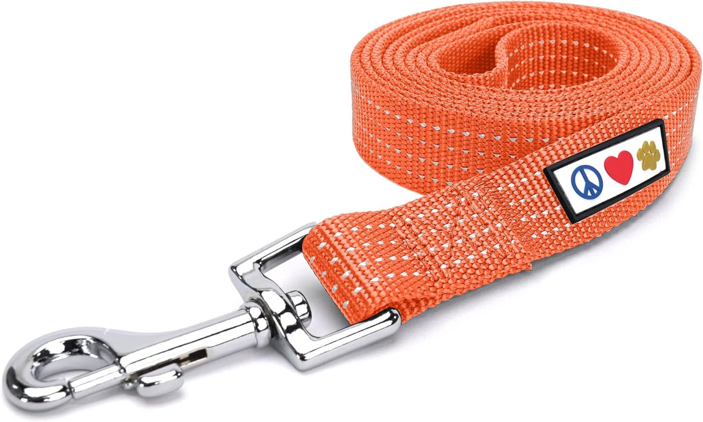 Durable 6 Ft Reflective Orange Dog Leash for Medium and Large Dogs and Puppies