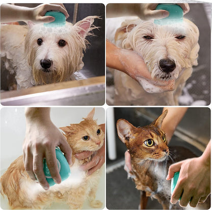 Zelpivo™ 2-in-1 Silicone Pet Bath Brush – Shampoo Dispenser & Grooming Brush