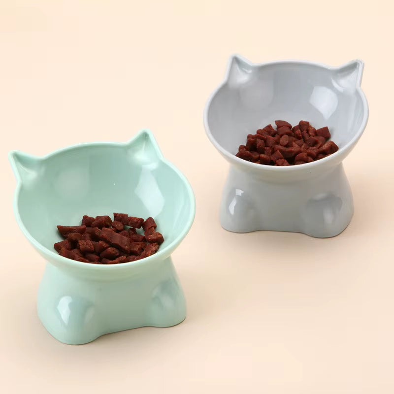 Elevated Cat Bowl - Stylish Tilted Design for Food and Water - Suitable for Cats and Small Dogs - Black Finish