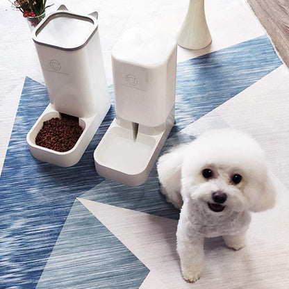 Automatic Pet Feeder and Water Dispenser Set - 1 Gallon Water Capacity and 2.1 Kg Food Capacity, Self-Dispensing, Durable Polypropylene for Cats and Dogs